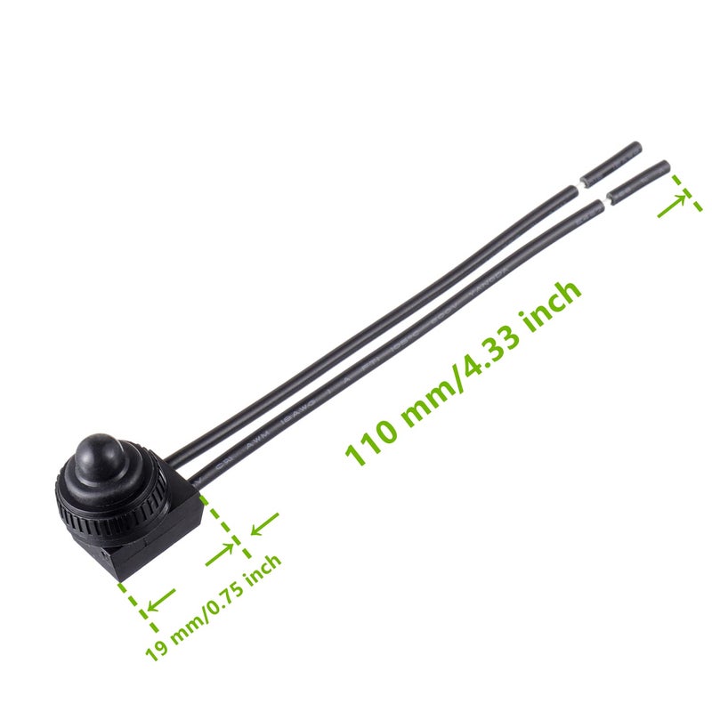 EPLZON KP-107 Waterproof Push Button Switch 12V ON/Off SPST Switch with 4.5''Lines for Motorcycle/Car(Pack of 5pcs,Black) - Image 4